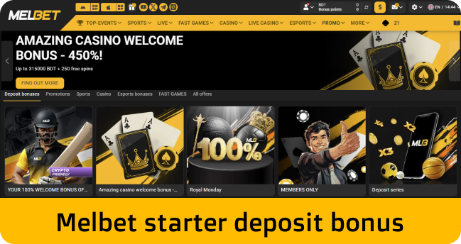 Signs up with Melbet and get a welcome bonus