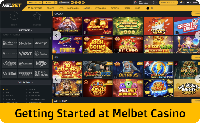 Pick Melbet slots, roulette, blackjack, or live casino
