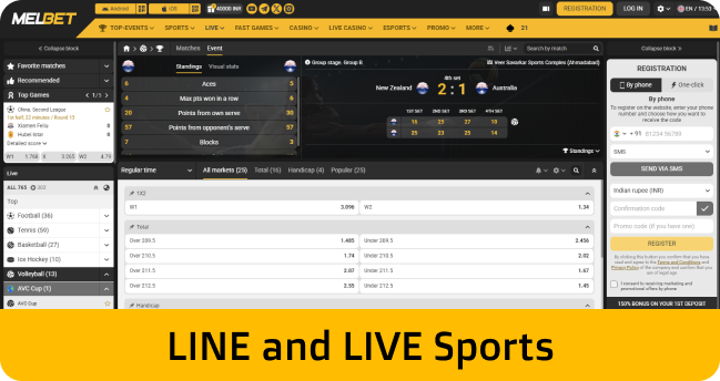 Melbet offers a variety of line and live odds