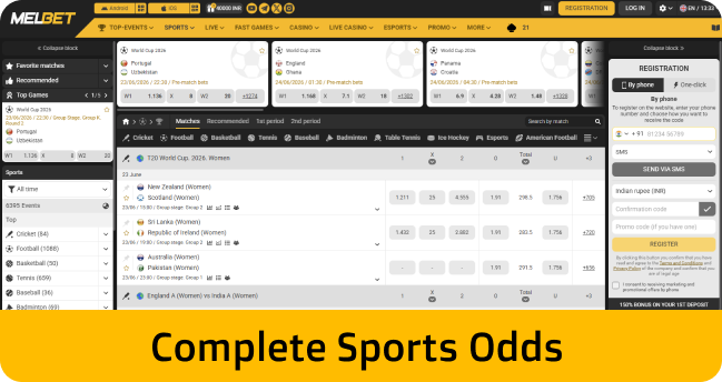 Melbet sports odds hub includes 12 sports