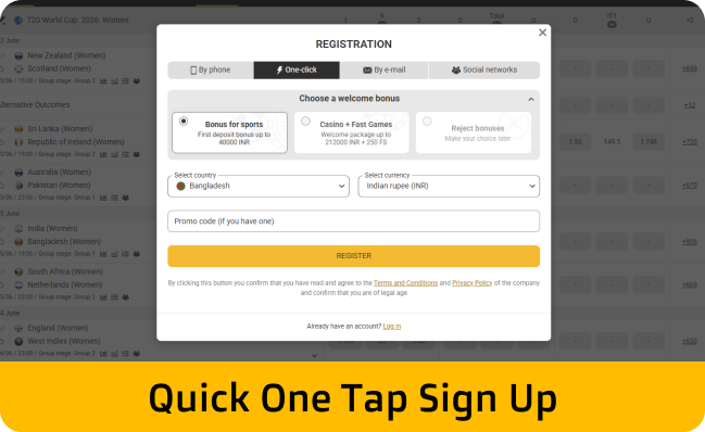 Quickest way to create Melbet account