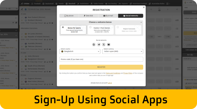 Sign-Up at Melbet using social networks
